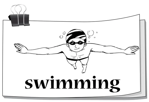 Doodle swimmer on paper — Stock Vector