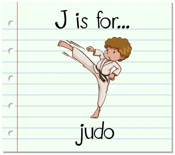 Flashcard letra J es para judo — Archivo Imágenes Vectoriales