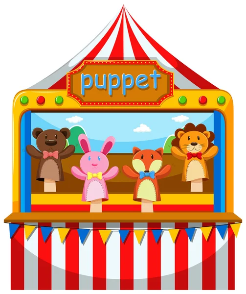 Puppet show és a színpadon — Stock Vector