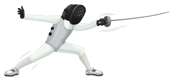 Athlete in uniform doing fencing — Stock Vector