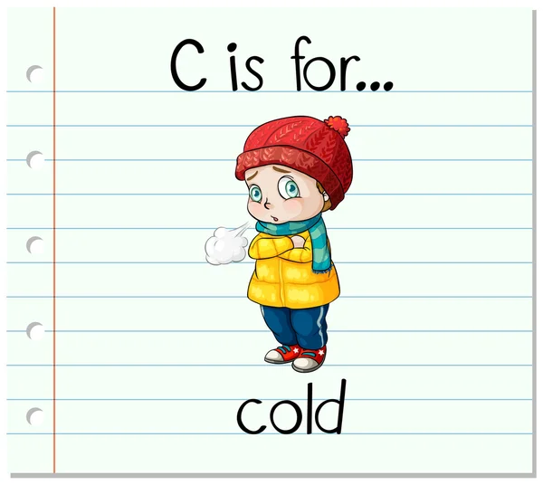 Flashcard letter C is voor koude — Stockvector