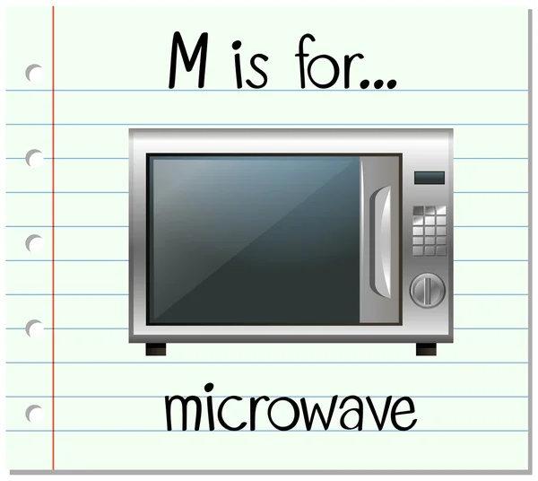 Flashcard letra M é para microondas — Vetor de Stock