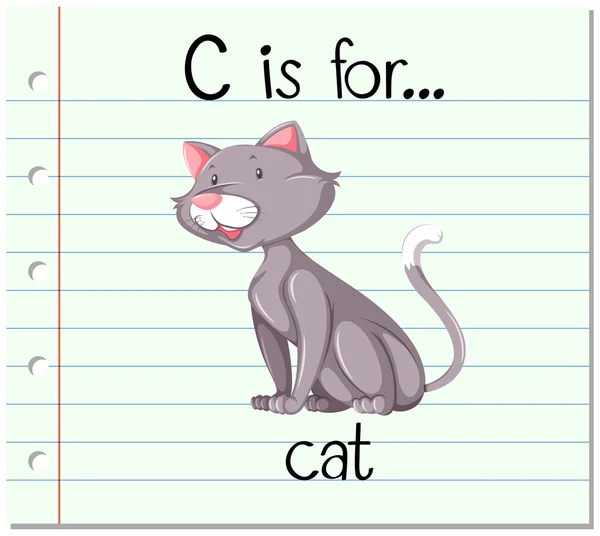 Flashcard lettre C est pour chat — Image vectorielle