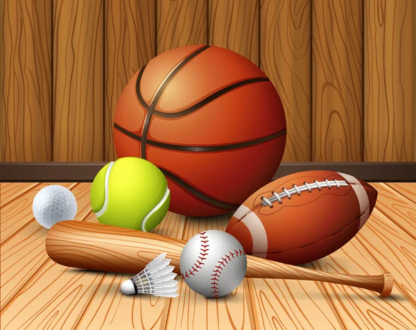 Yerde farklı spor ekipmanları