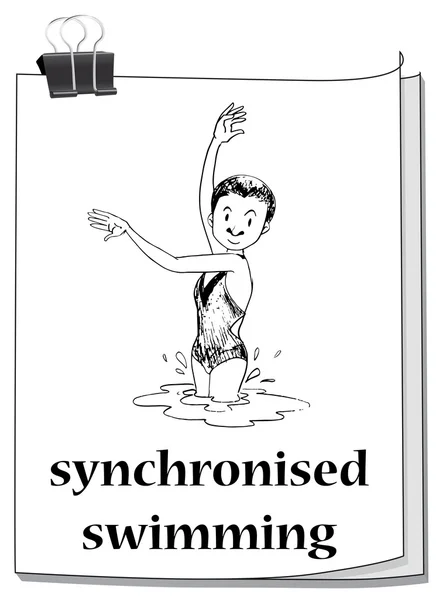 Doodle de chica haciendo natación sincronizada — Archivo Imágenes Vectoriales