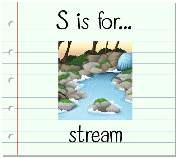 Flashcard letter S is for stream — Stock Vector