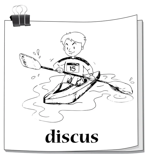 Doodle man rowing boat — Stock Vector