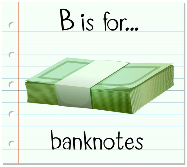 Karteikarte Buchstabe b ist für Banknoten — Stockvektor