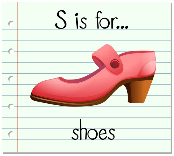 Karteikartenbuchstabe s ist für Schuhe — Stockvektor
