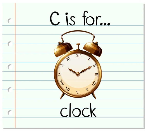 Flashcard letter C is voor klok — Stockvector