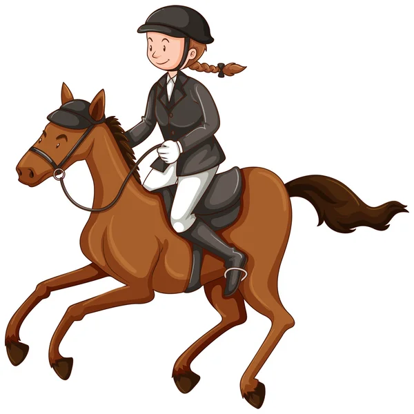 Female jockey doing equestrian — Stock Vector