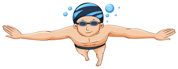 Nadador con gorra y gafas — Vector de stock