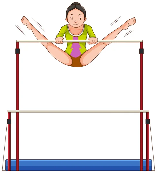 Mujer haciendo gimnasia en bares — Vector de stock