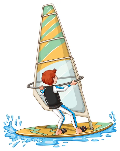 Uomo che naviga sul windsurf — Vettoriale Stock