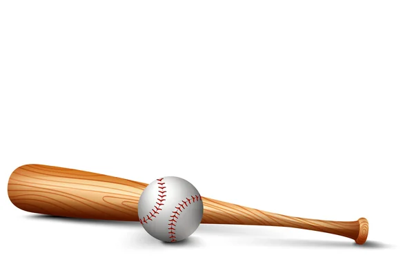 Pipistrello di legno e baseball — Vettoriale Stock