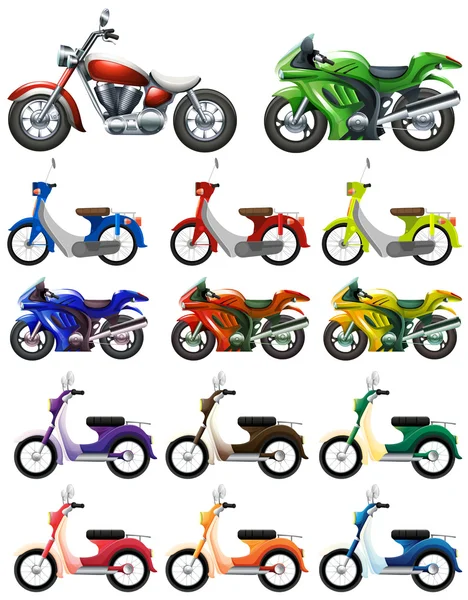 Diferentes tipos de motocicletas — Vector de stock