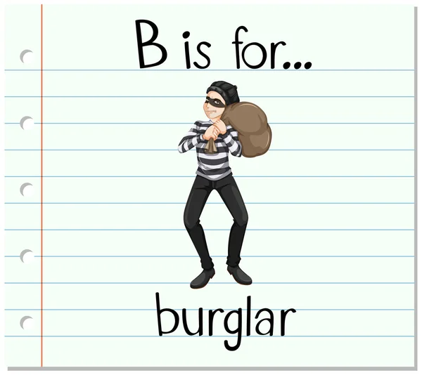 Flashcard letter B is for burglar — Stock Vector