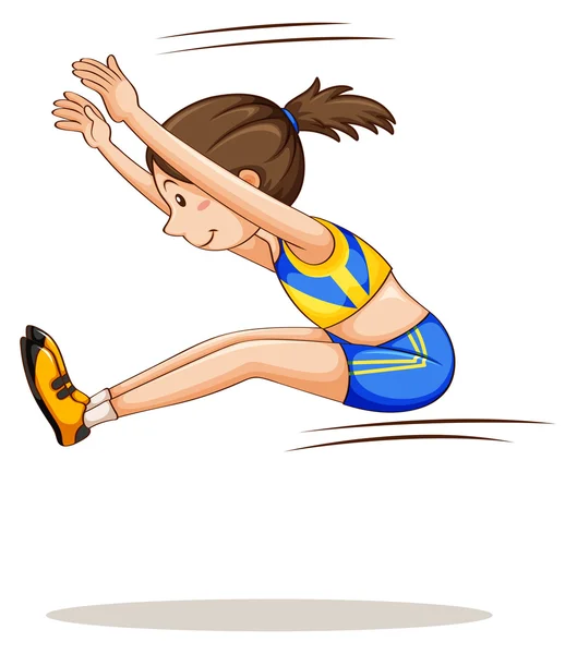 Mujer atleta haciendo salto largo — Vector de stock