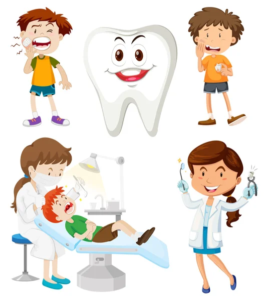 Meninos com problemas dentários —  Vetores de Stock