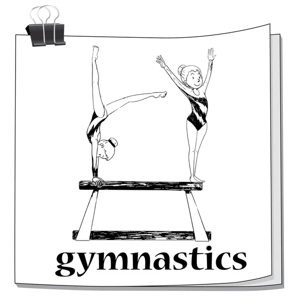 Dwie kobiety Robienie gimnastyki — Wektor stockowy