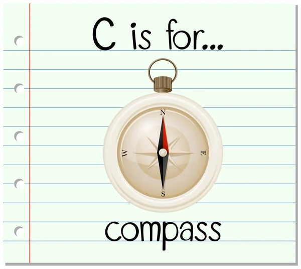 Kartičky C je pro kompas — Stockový vektor
