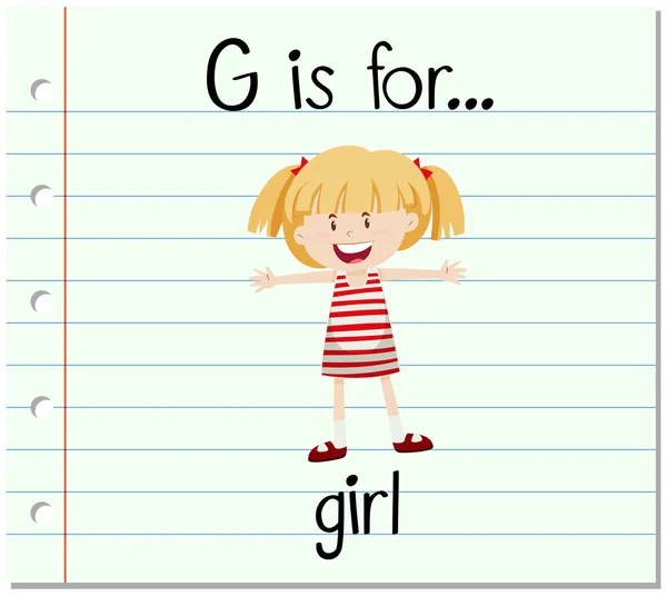 Flashcard letra G es para chica — Archivo Imágenes Vectoriales