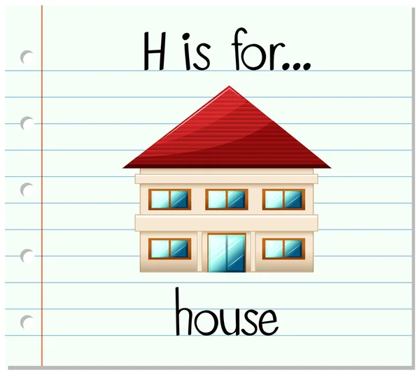 Flashcard bokstaven H är för hus — Stock vektor