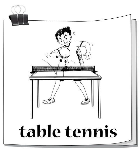 Homme jouant au tennis de table sur table — Image vectorielle