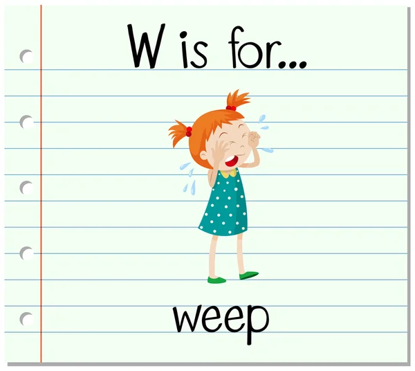 Flashcard letter W is voor weep — Stockvector