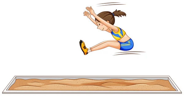 Mulher atleta fazendo salto em comprimento — Vetor de Stock