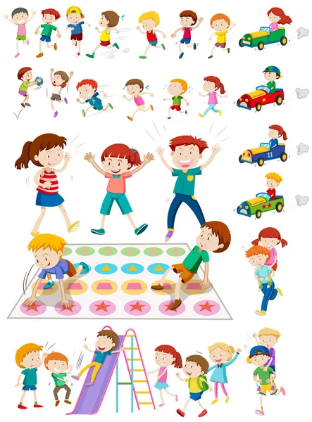 Children characters playing games Stock Vector