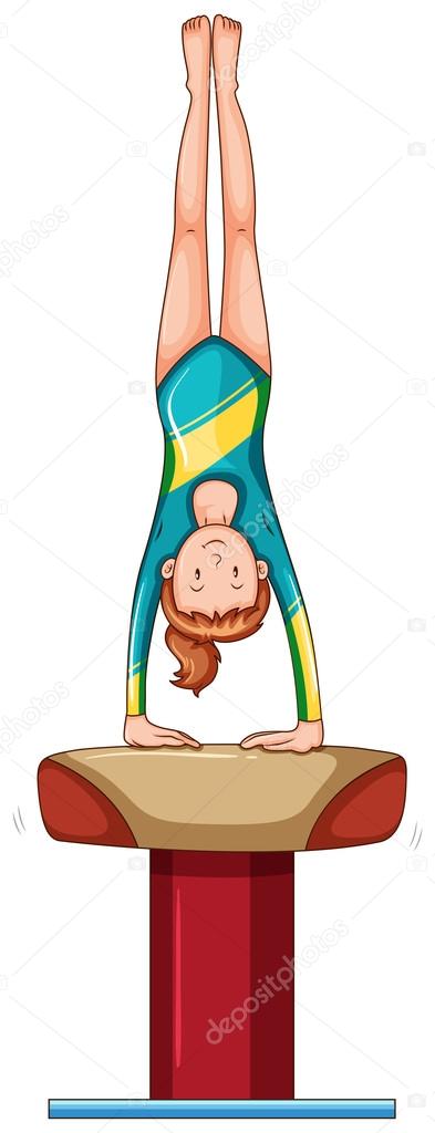 Woman doing gymnastics on balance bar