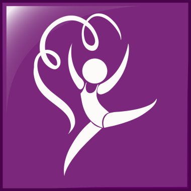 Jimnastik kurdele ile kare simgesi