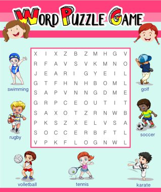 Kelime bulmaca ile oyun şablonu