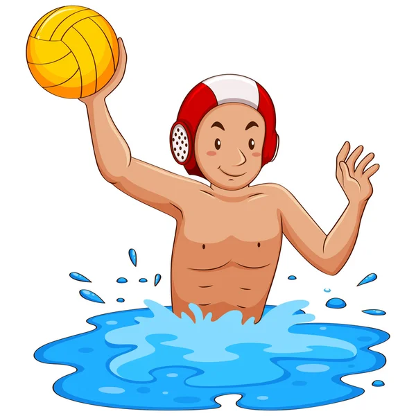 Hombre jugando waterpolo en la piscina — Vector de stock