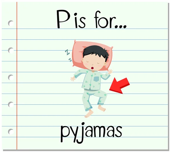 Flashcard letra P es para pijamas — Archivo Imágenes Vectoriales