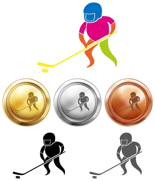 Дизайн иконы спорта для хоккея на медалях — стоковый вектор