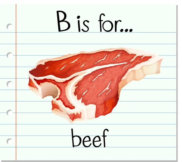 Flashcard letra B é para carne bovina —  Vetores de Stock