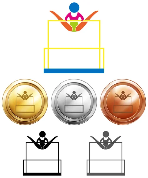 Diferentes medallas para barras de desequilibrio — Vector de stock