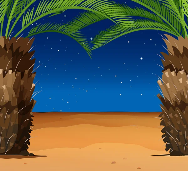 Scene with palm trees on the beach — Stock Vector