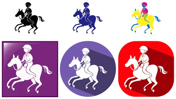 Design de ícone de esporte para equestrain em emblemas — Vetor de Stock