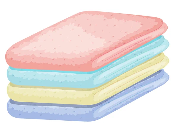 Stapel handdoeken in verschillende kleuren — Stockvector