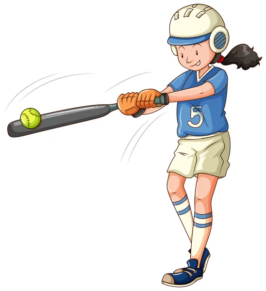Mulher atleta jogando softball —  Vetores de Stock