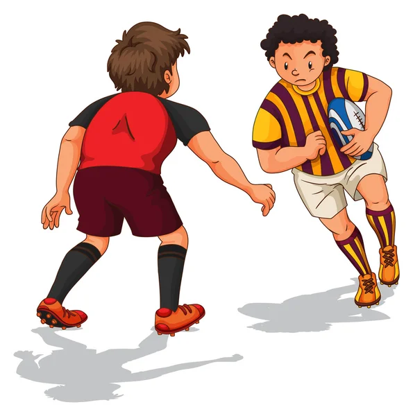 Dos personas haciendo rugby — Vector de stock