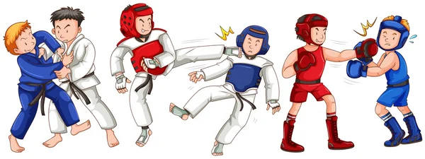 Diferentes deportes para artes marciales — Vector de stock