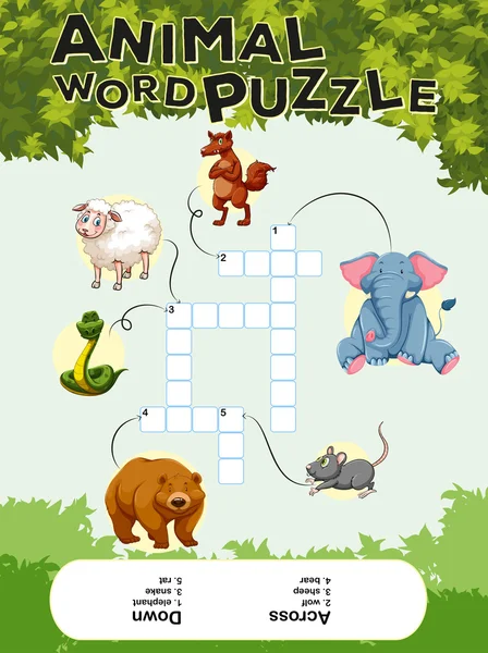 Crossword puzzle with many animals
