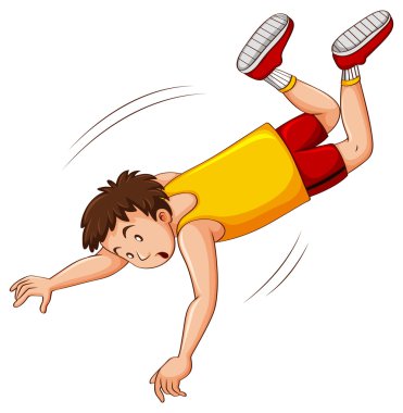 Aşağı düşen sarı tişörtlü adam