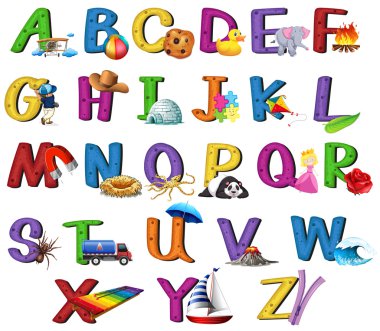 Yazı tipi tasarım A to Z resimleri ile