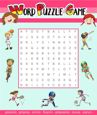 Spor ile ilgili sözleri ile oyun şablonu