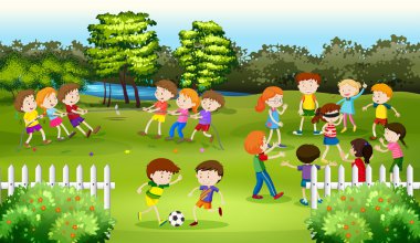 Parkta oyun oynayan çocuklar